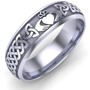 Claddagh Wedding Ring UCL1-14W6LIGHT - 14K White Gold LIGHT WEIGHT