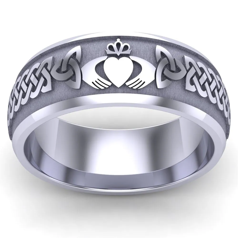 Claddagh Wedding Ring UCL1-14W8M - 14K White Gold