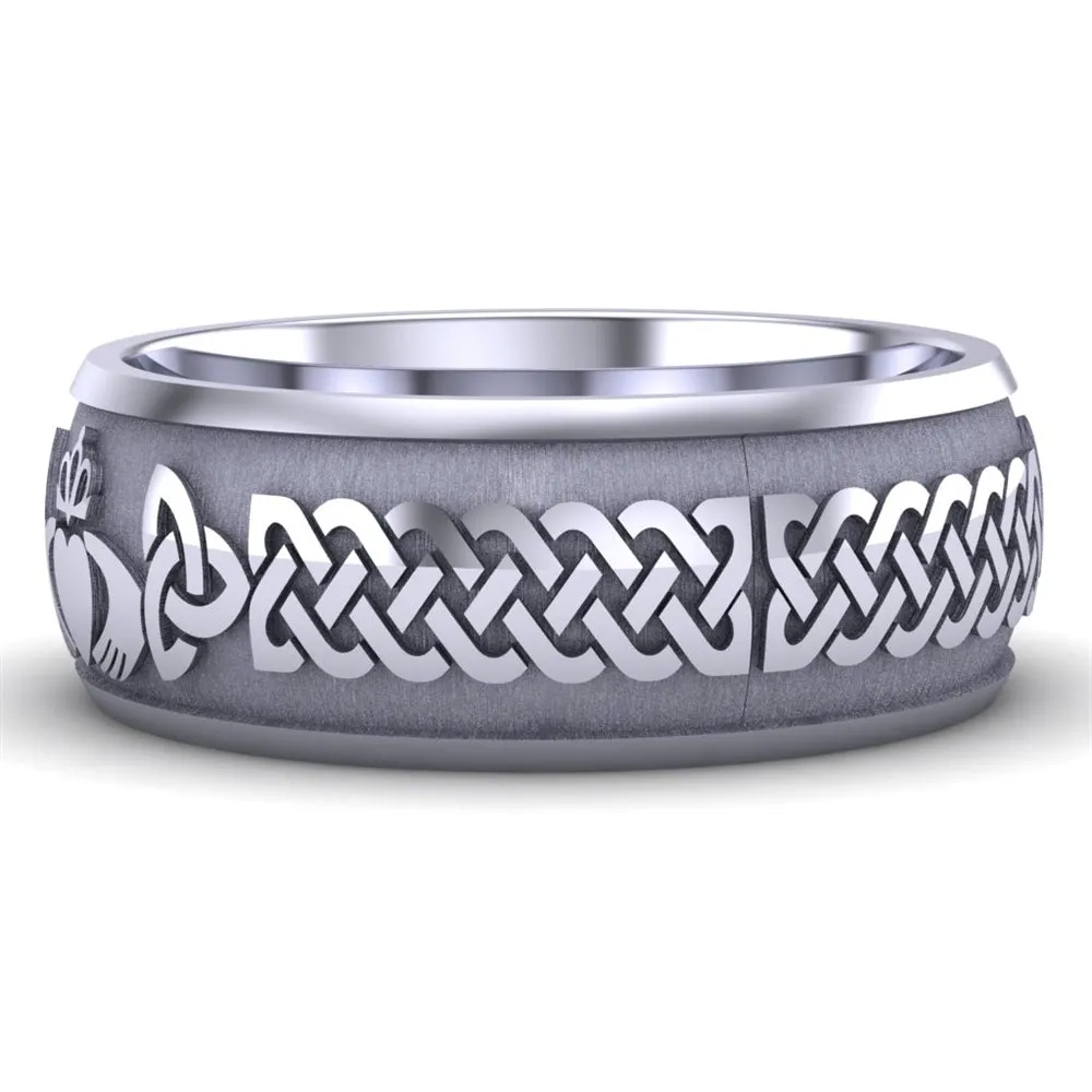 Claddagh Wedding Ring UCL1-14W8M - 14K White Gold