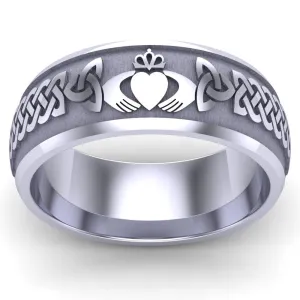 Claddagh Wedding Ring UCL1-14W8M - 14K White Gold