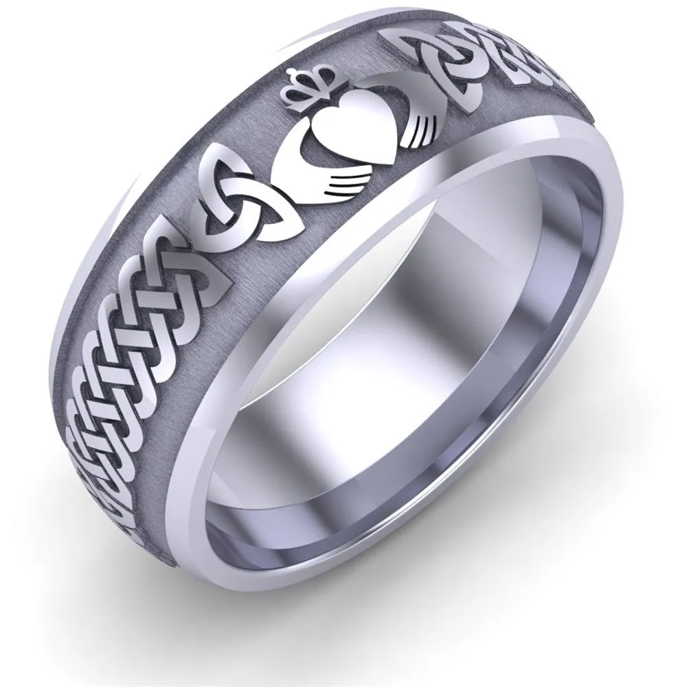 Claddagh Wedding Ring UCL1-14W8M - 14K White Gold