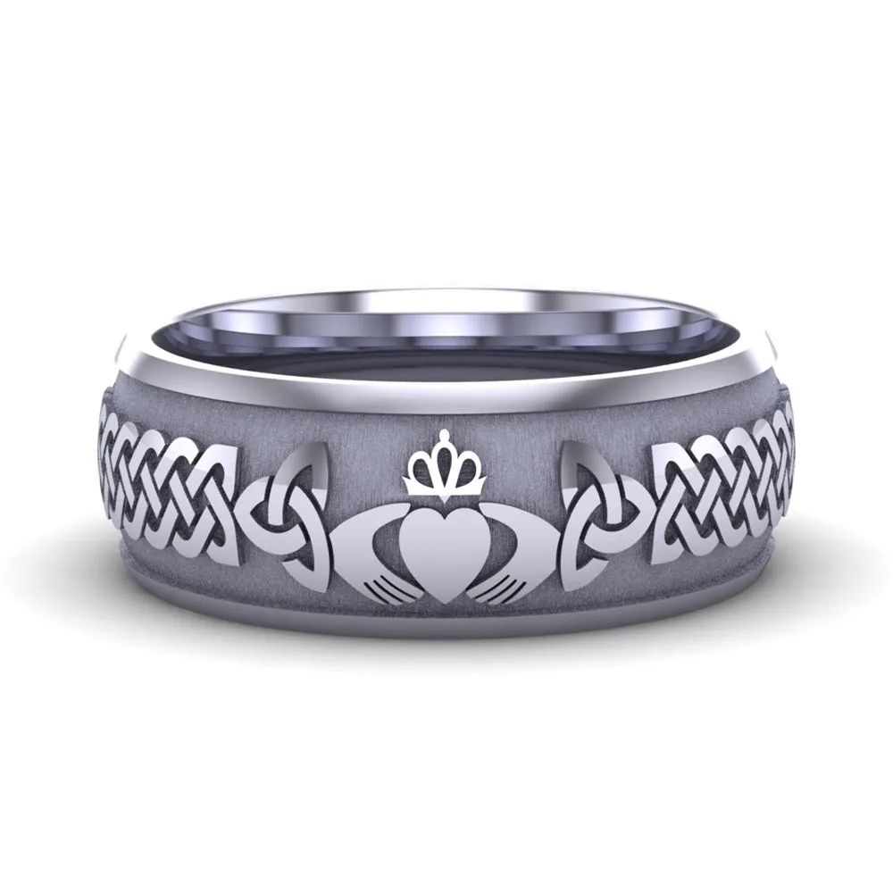 Claddagh Wedding Ring UCL1-14W8M - 14K White Gold