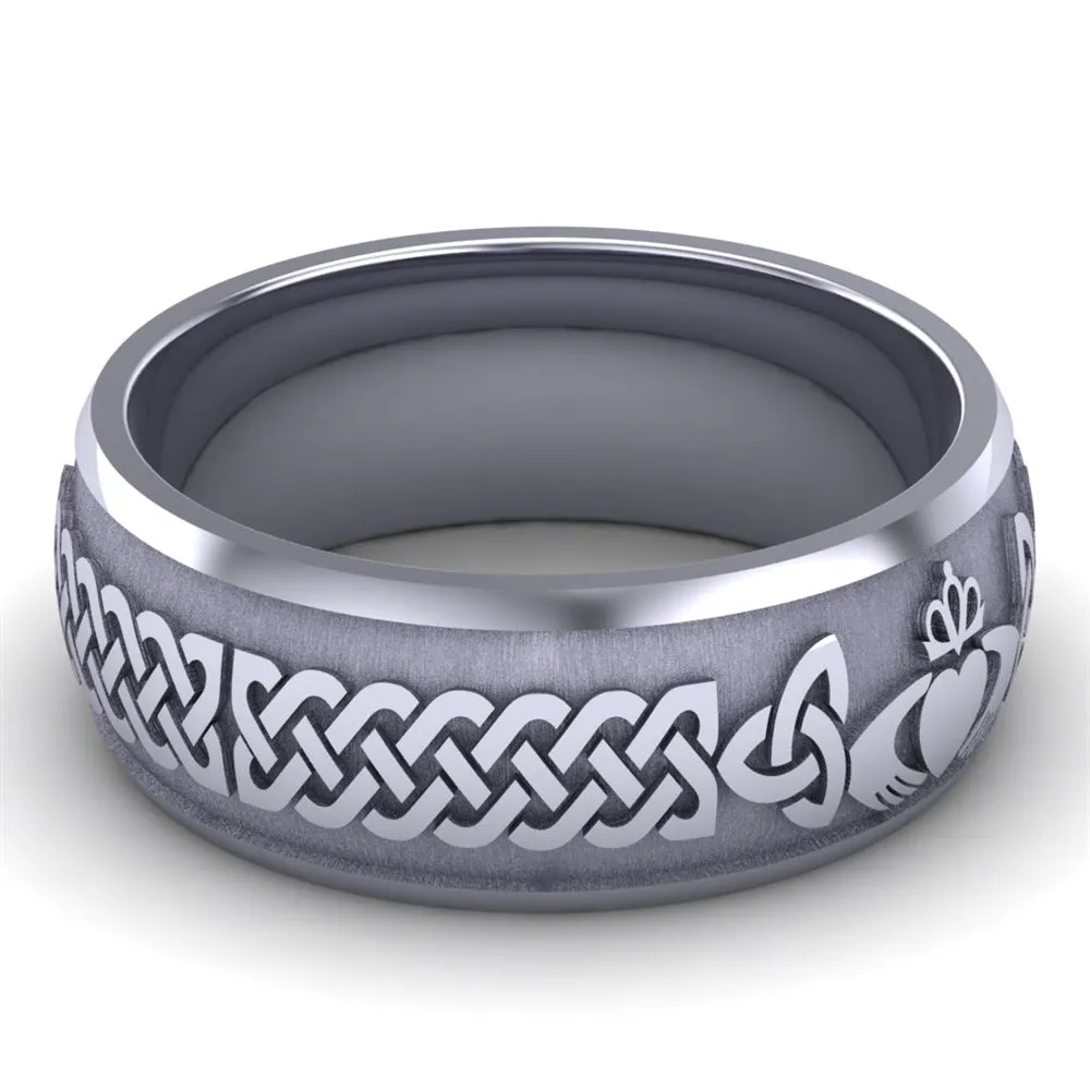 Claddagh Wedding Ring UCL1-14W8M - 14K White Gold