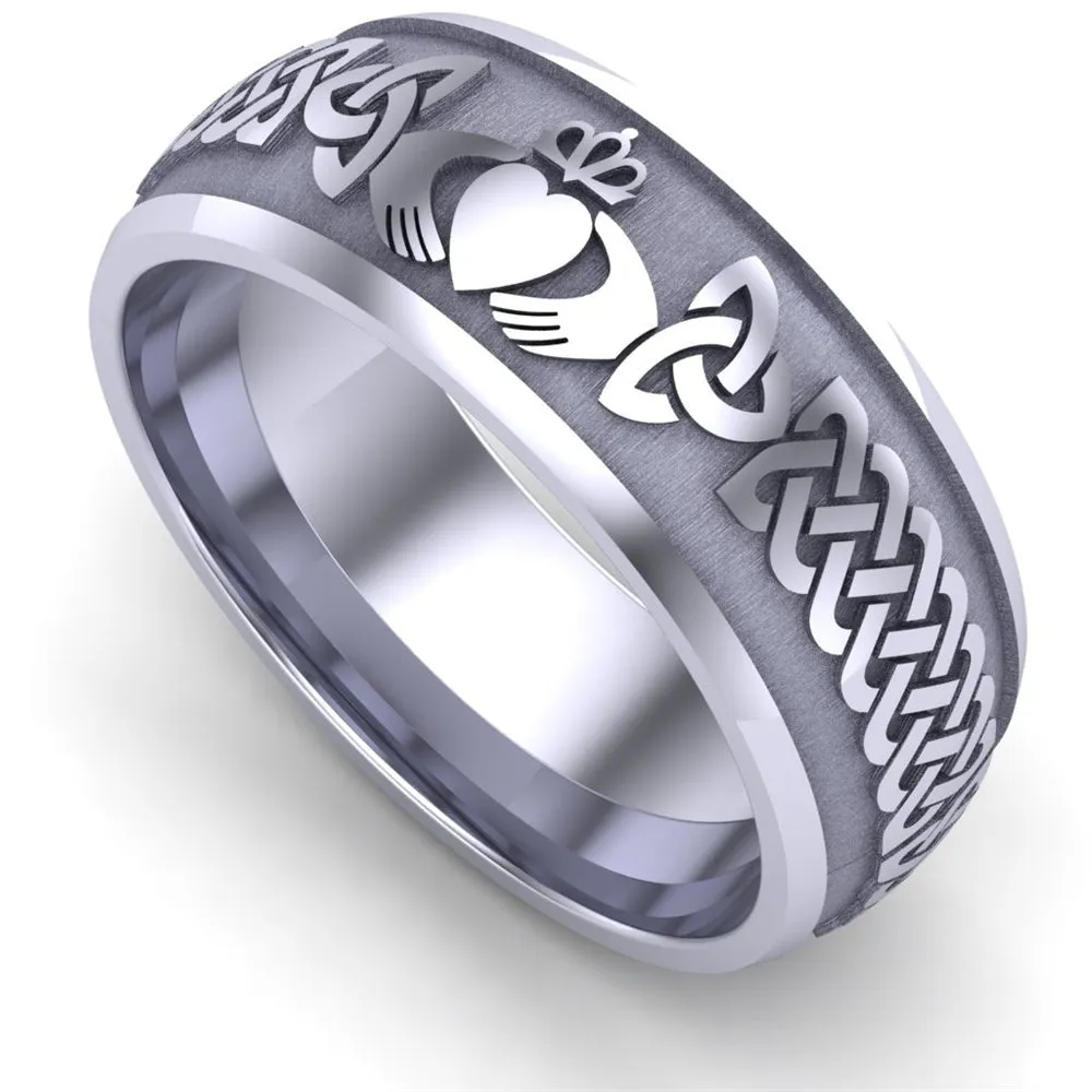 Claddagh Wedding Ring UCL1-14W8M - 14K White Gold