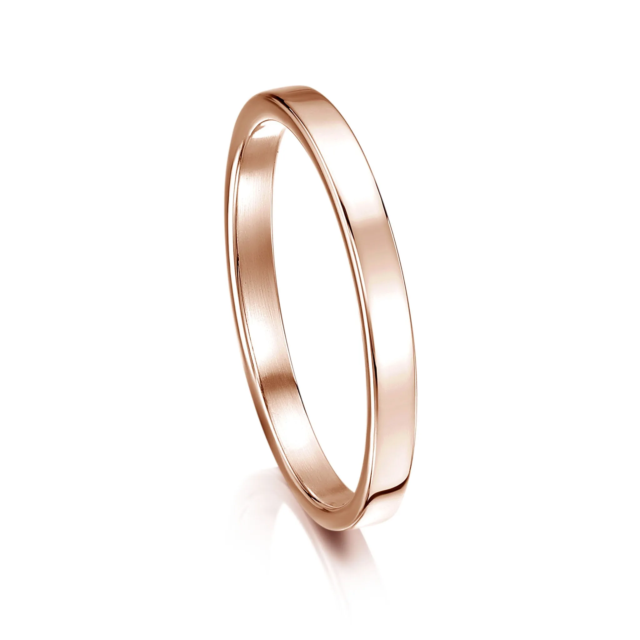 Contemporary 2mm Wedding Ring in 9ct Rose Gold