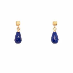 Cube Post Earrings Lapis 24K Fair Trade Gold Vermeil