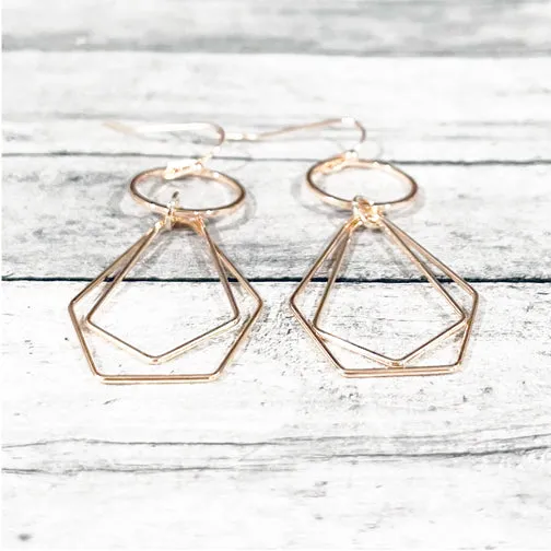 Dainty Layered Geometric Shape Earrings (ROSE GOLD, GOLD OR SILVER)