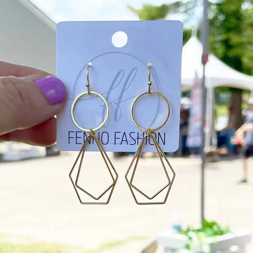 Dainty Layered Geometric Shape Earrings (ROSE GOLD, GOLD OR SILVER)