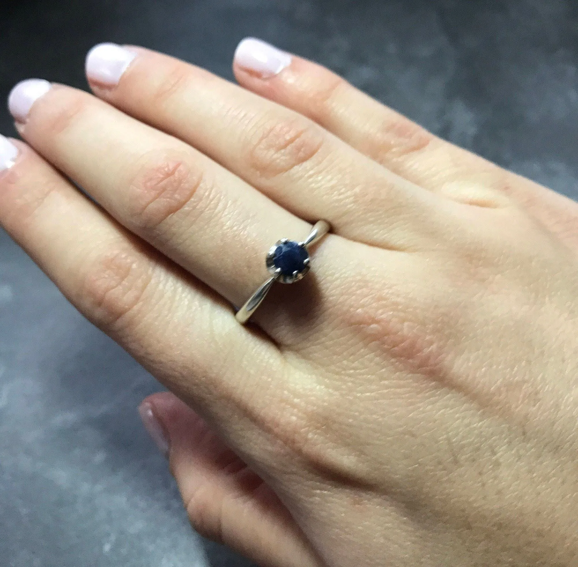 Dainty Sapphire Ring - September Birthstone Ring - Sapphire Solitaire Ring
