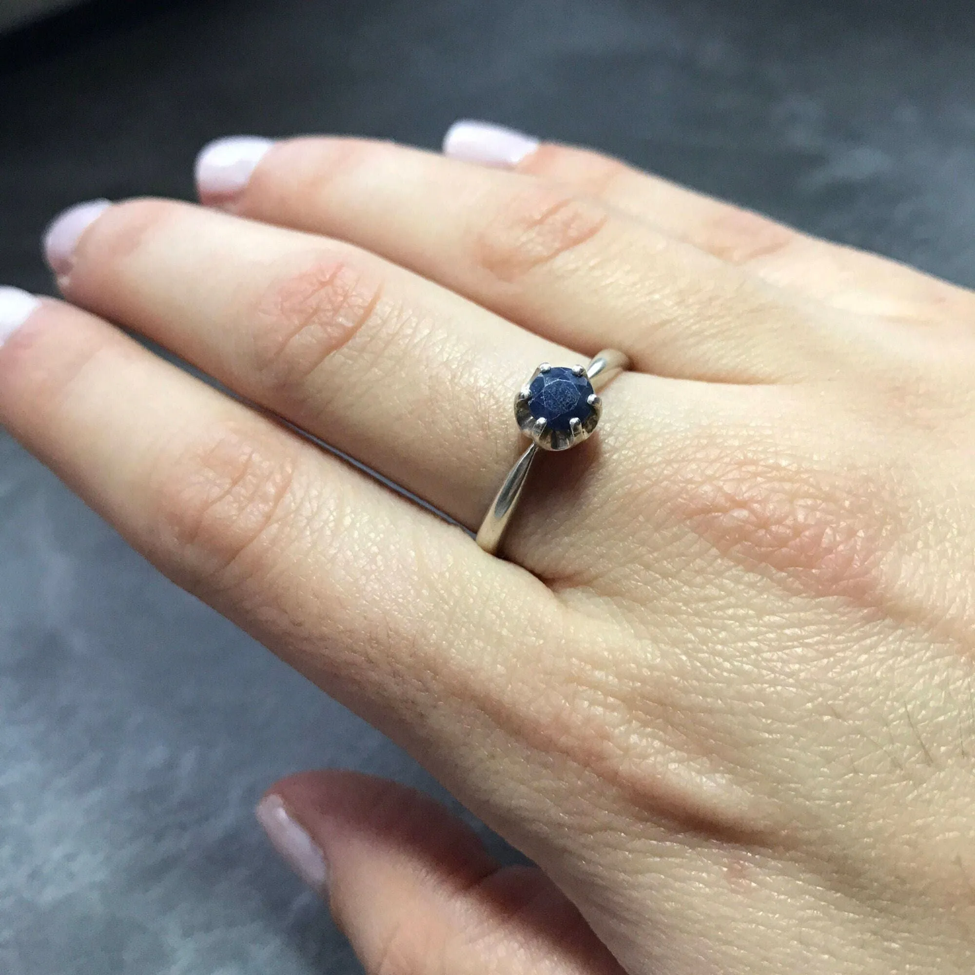 Dainty Sapphire Ring - September Birthstone Ring - Sapphire Solitaire Ring