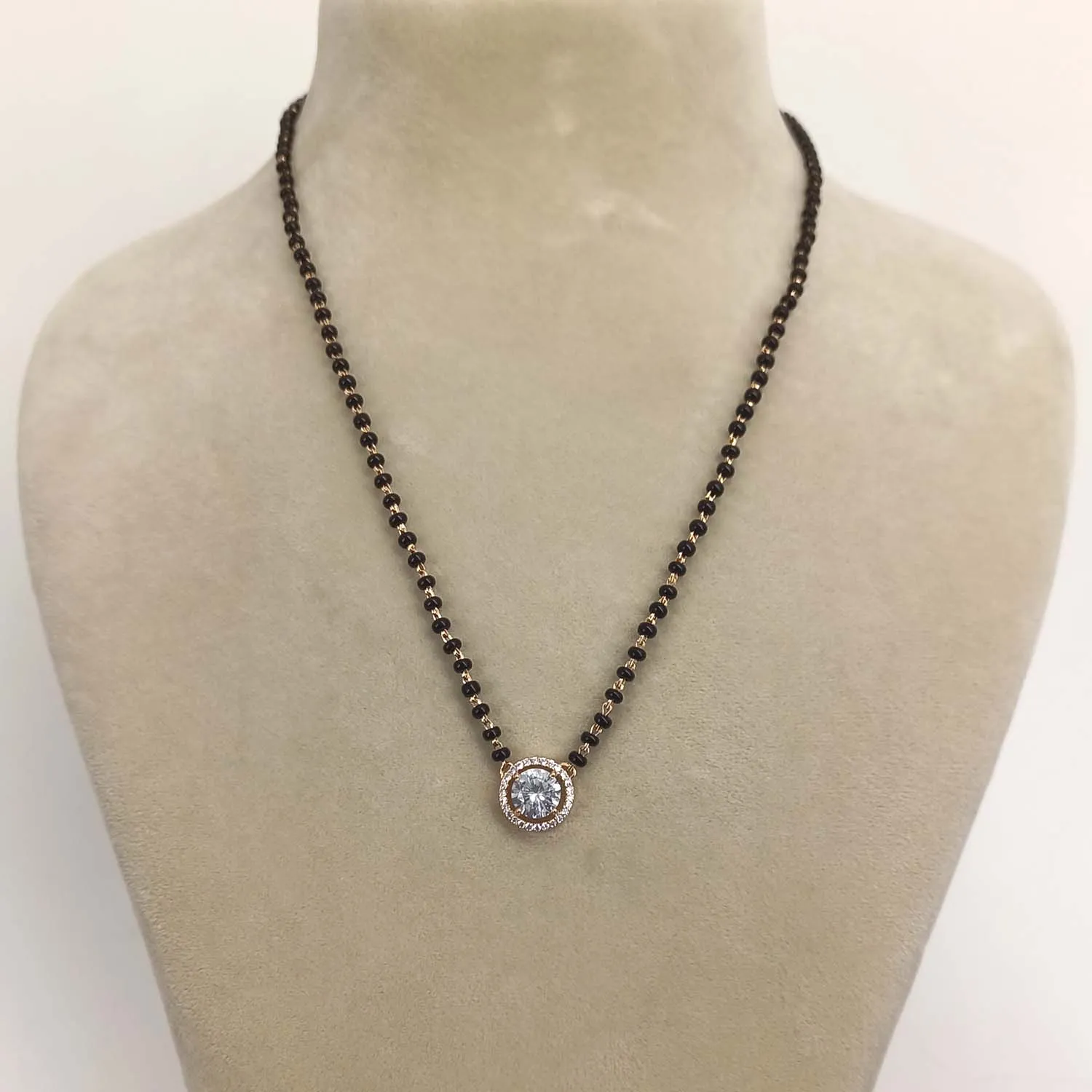 Devoleena AD Black Beads Chain Gold Plated Mangalsutra