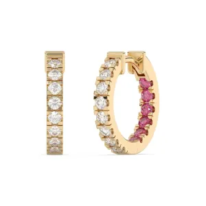 Diamond & Pink Sapphire Jumbo Huggies