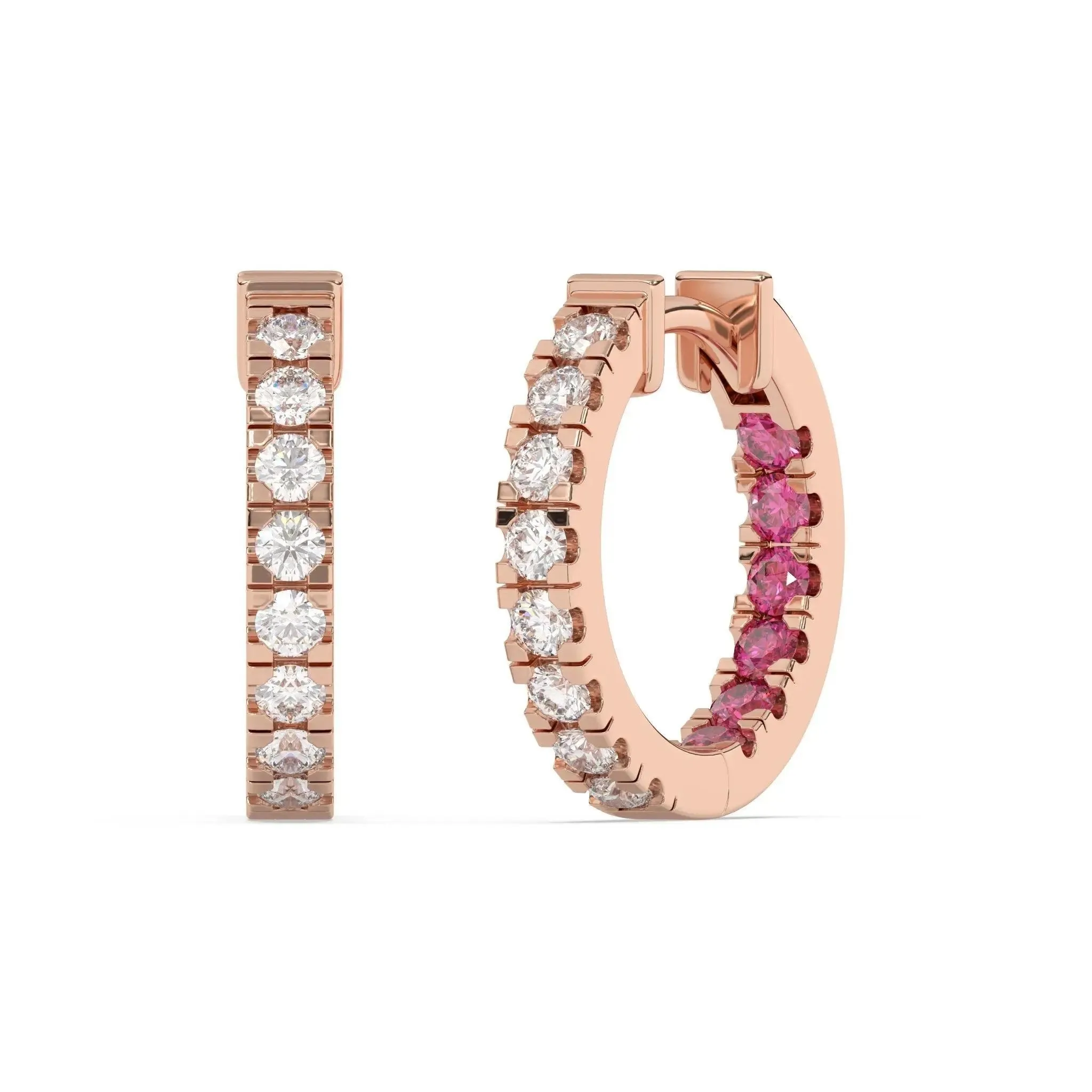 Diamond & Pink Sapphire Jumbo Huggies