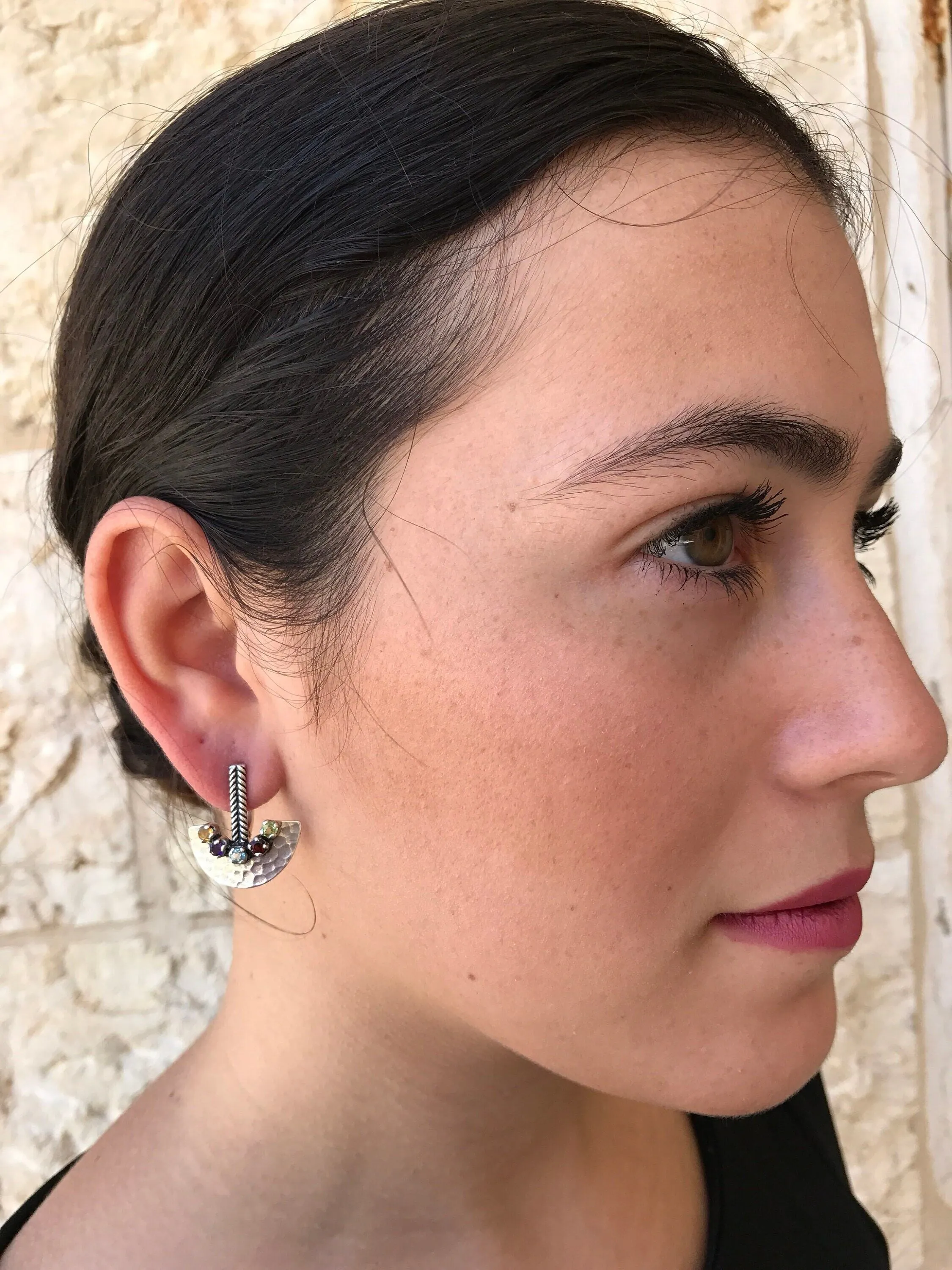 Emerald Drop Earrings - Egyptian Earrings - Vintage Ruby Earrings