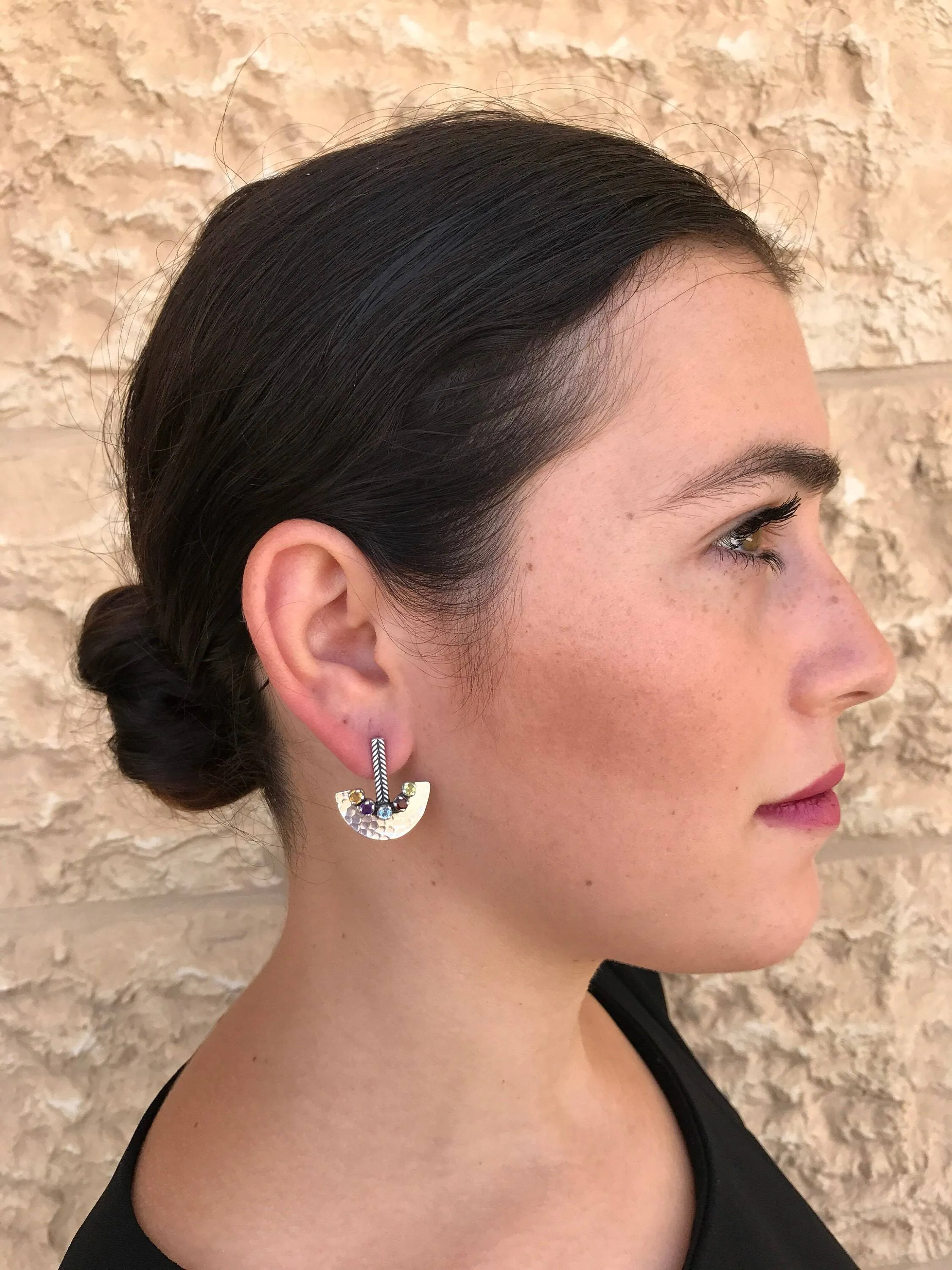 Emerald Drop Earrings - Egyptian Earrings - Vintage Ruby Earrings