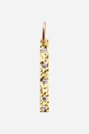 Farrah B Cz Textured Bar Charm Gold