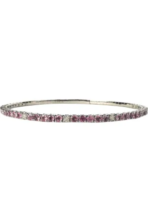 FC Creations Bracelet 14K Gold Pink Sapphire & Diamond Half Way Flexible Bangle CTTW 2.85 Carat | White Gold