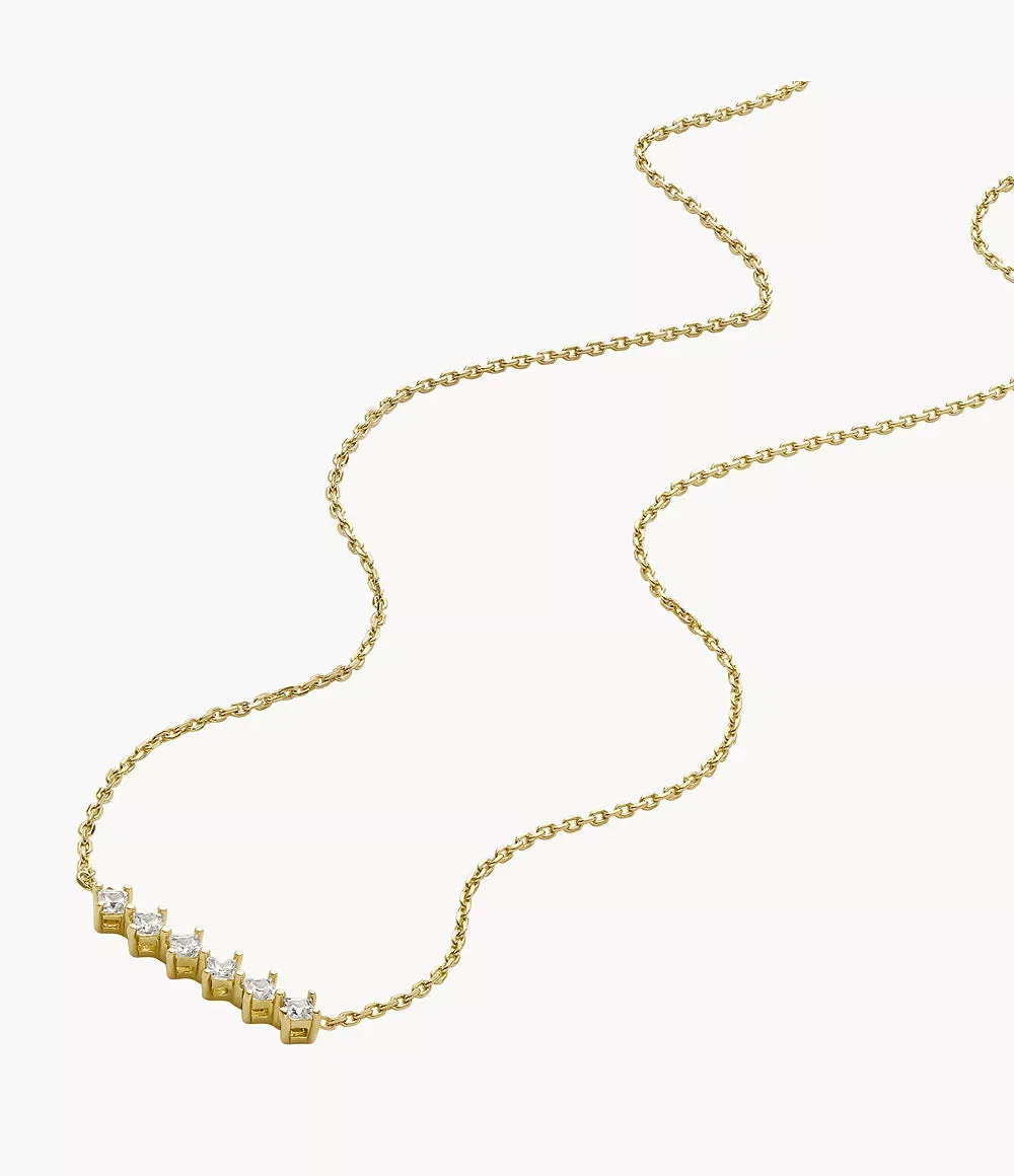 Fossil Hazel Classic Glitz Gold-Tone Brass Station Necklace JOA00811710