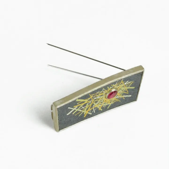 Galloway Whitehead, Gill – Silver Brooch with Ruby and Gold Detail