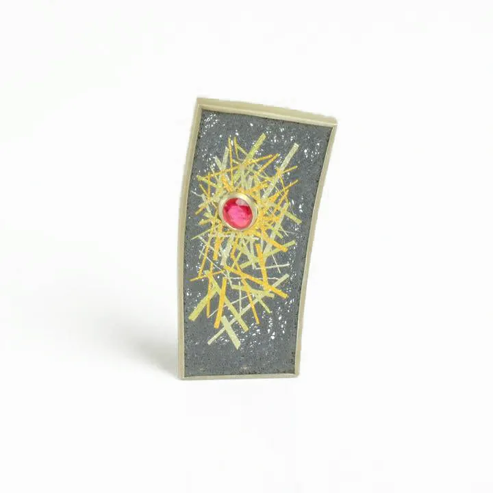 Galloway Whitehead, Gill – Silver Brooch with Ruby and Gold Detail