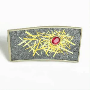 Galloway Whitehead, Gill – Silver Brooch with Ruby and Gold Detail
