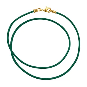 Gold Plated 1.8mm Fine Emerald Green Leather Cord Necklace
