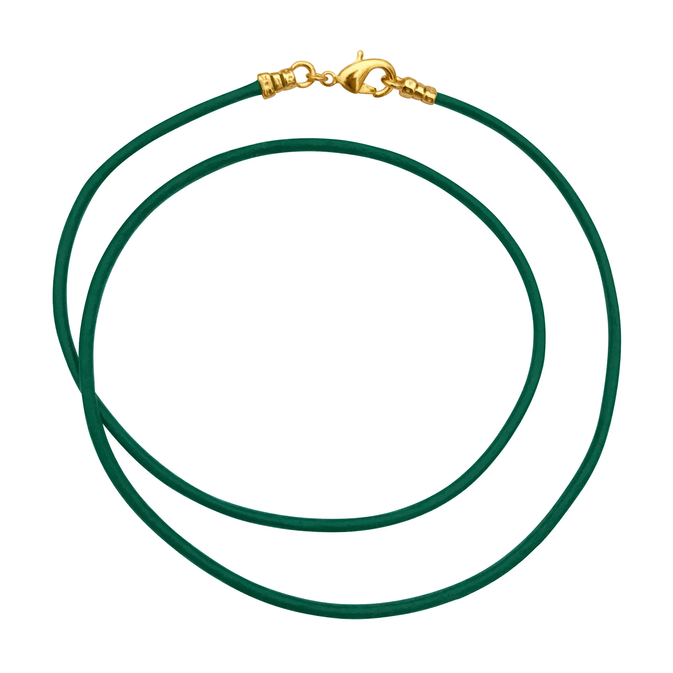 Gold Plated 1.8mm Fine Emerald Green Leather Cord Necklace