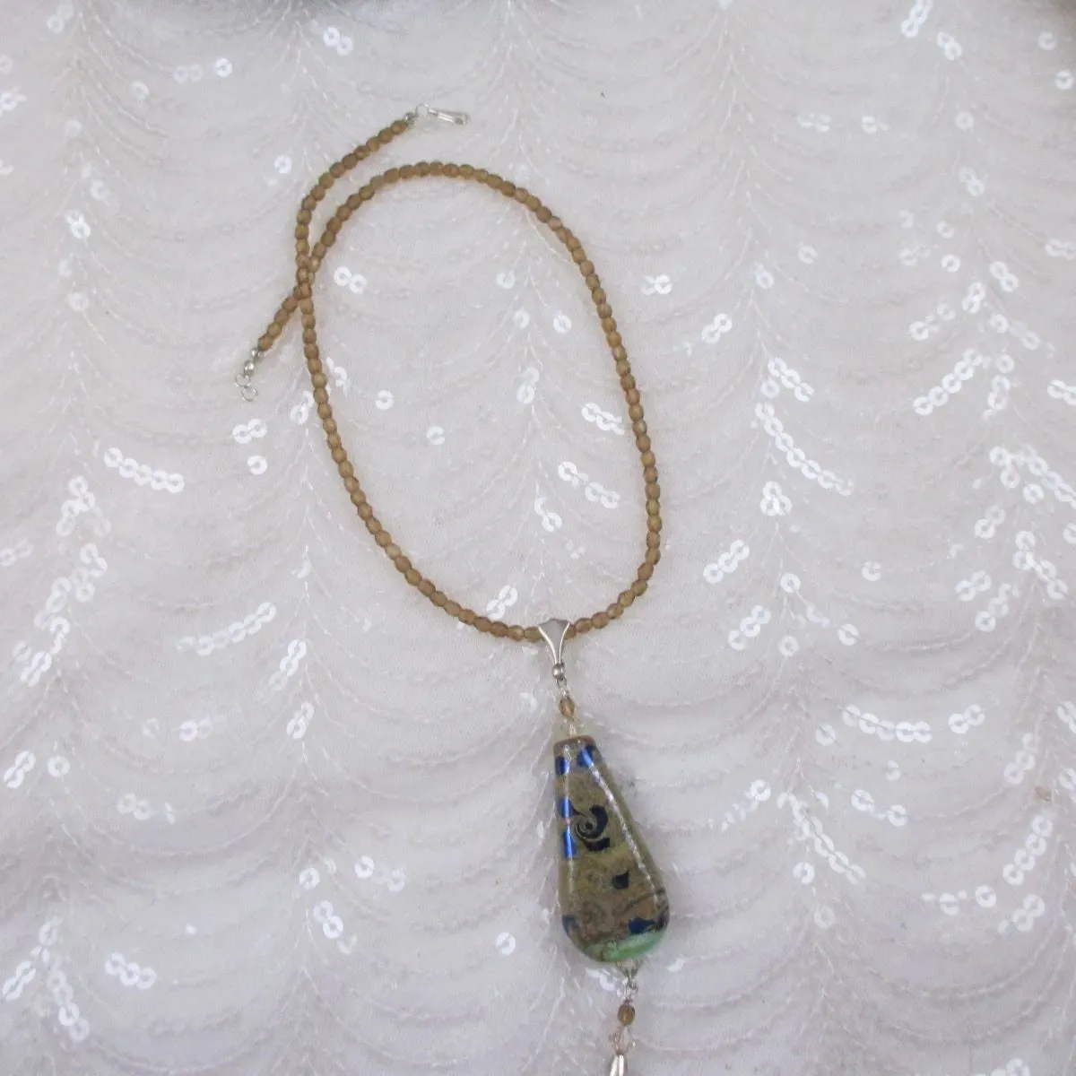 Handmade Artisan Teardrop Pendant and Topaz Necklace