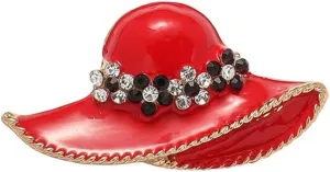 Hat Shape Brooches Pins for Ladies Rhinestone Floral Hat Lapel Pin Dainty Hat Pin for Women Dress Coat Suit Accessories Trendy Clothings Hats Bags Badges