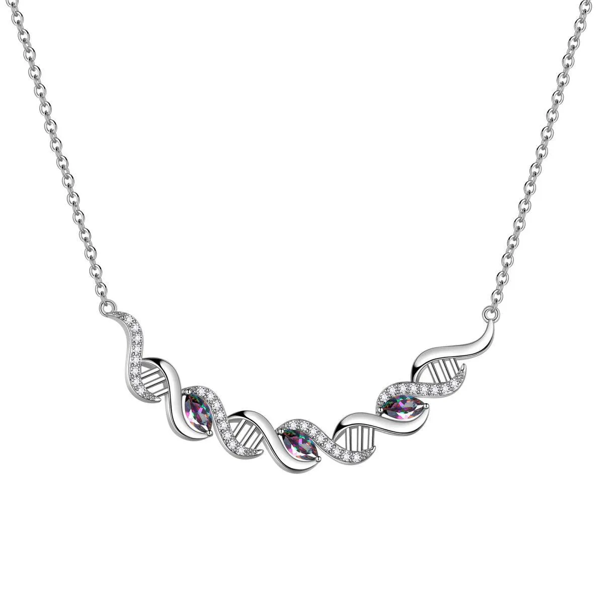 Infinity Spiral DNA Double Helix Necklaces Women Girls Jewelry Birthday Gift Sterling Silver