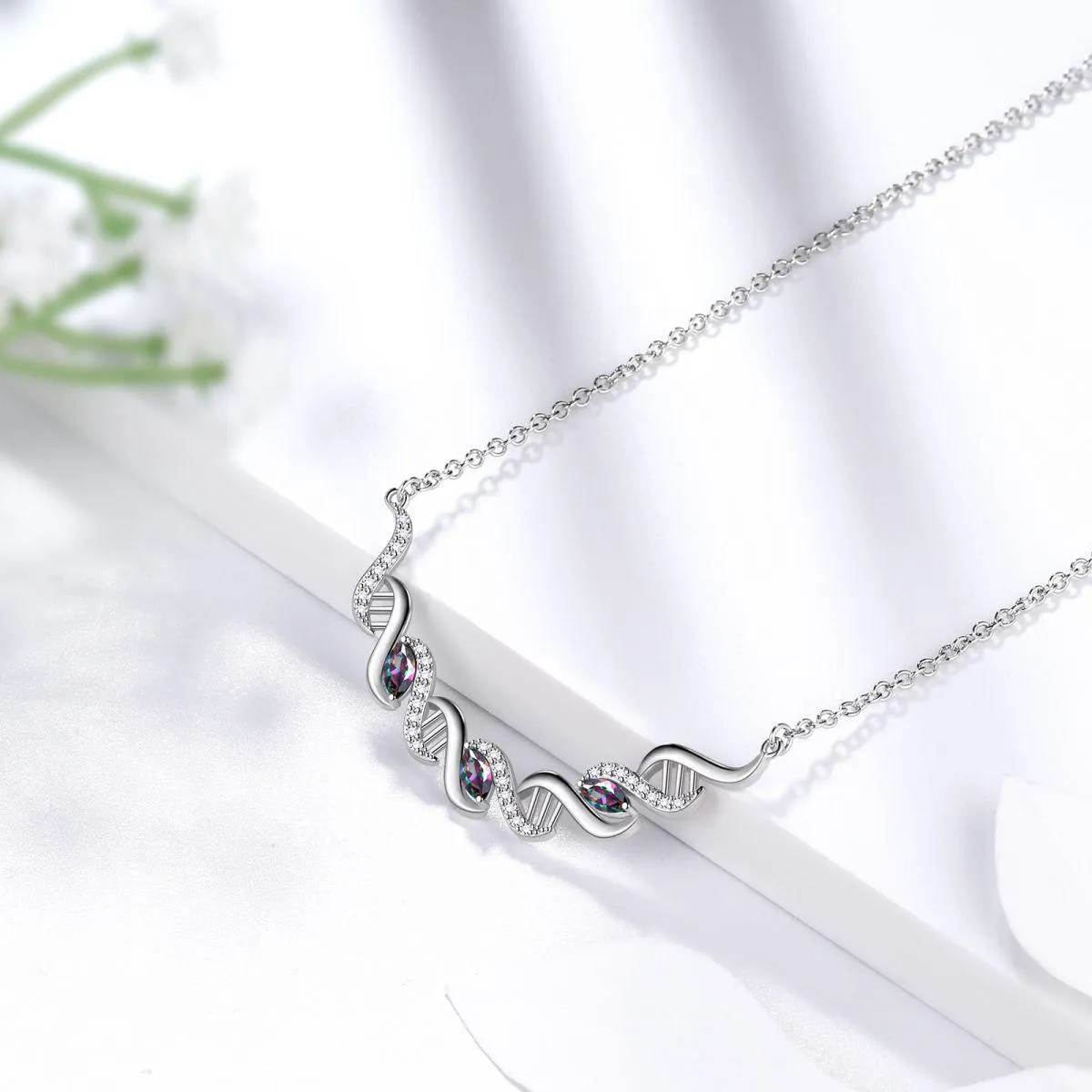 Infinity Spiral DNA Double Helix Necklaces Women Girls Jewelry Birthday Gift Sterling Silver