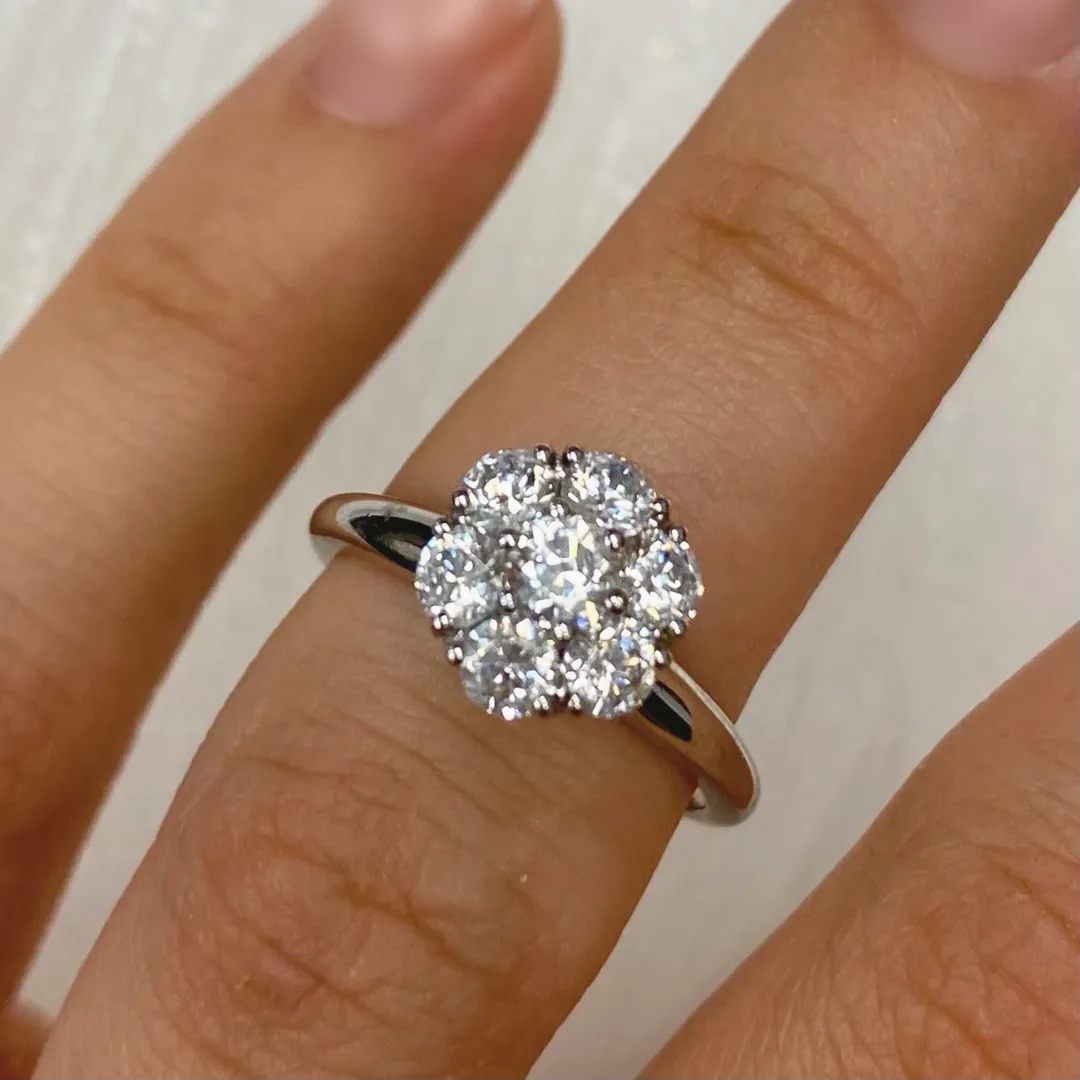 Jabel Round Diamond Cluster Ring 1CTW