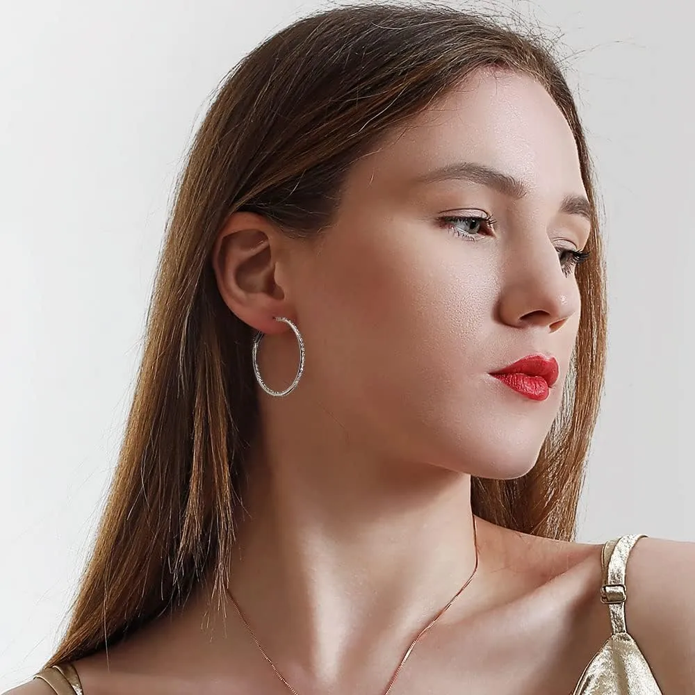 KOSE 14K Gold Hoop Earrings for Women Hypoallergenice, 35mm Rhinestone Hoop Earrings with 14K Gold Plated, Gift for Women and Friend