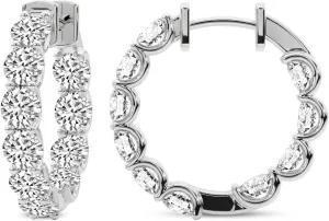 Lab Grown Diamond Hoop Earrings For Women | 2-8 Carats IGI Certified Diamond FG-VS Quality | 14K Gold Or Platinum | Friendly Diamonds