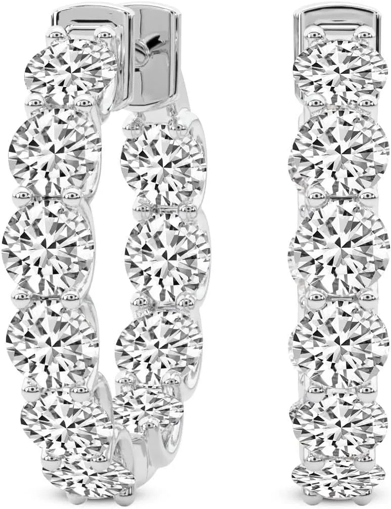 Lab Grown Diamond Hoop Earrings For Women | 2-8 Carats IGI Certified Diamond FG-VS Quality | 14K Gold Or Platinum | Friendly Diamonds