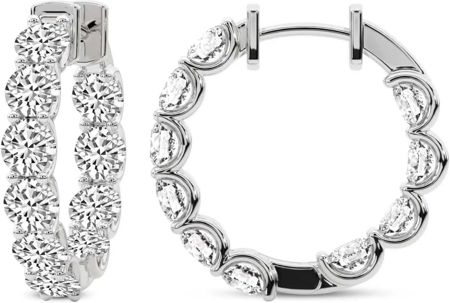 Lab Grown Diamond Hoop Earrings For Women | 2-8 Carats IGI Certified Diamond FG-VS Quality | 14K Gold Or Platinum | Friendly Diamonds