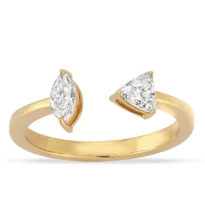 Lab Grown Diamond Two-Stone Band in 14K Yellow Gold