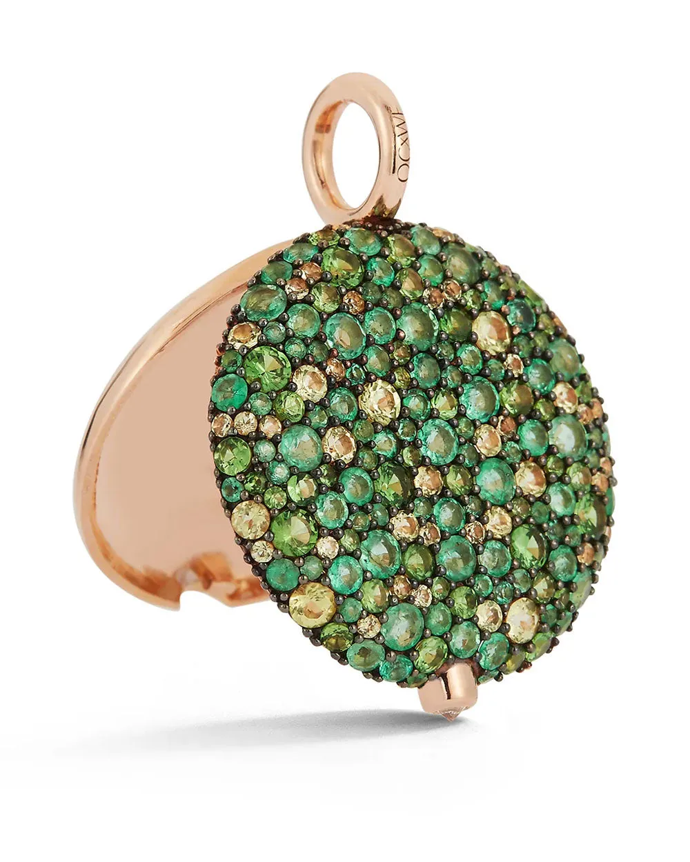 Large Chantecallie Emerald and Tsavorite Pebble Locket