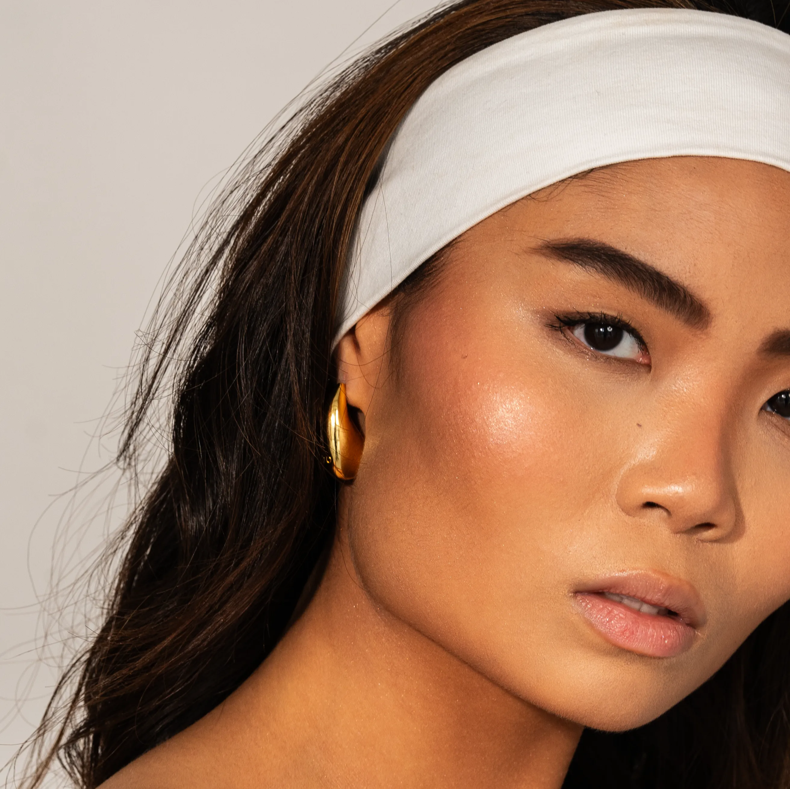 Large Dome Earrings in Gold
