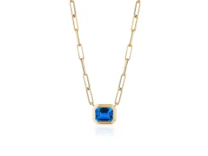 London Blue Topaz Gold Bezel Manhattan Necklace