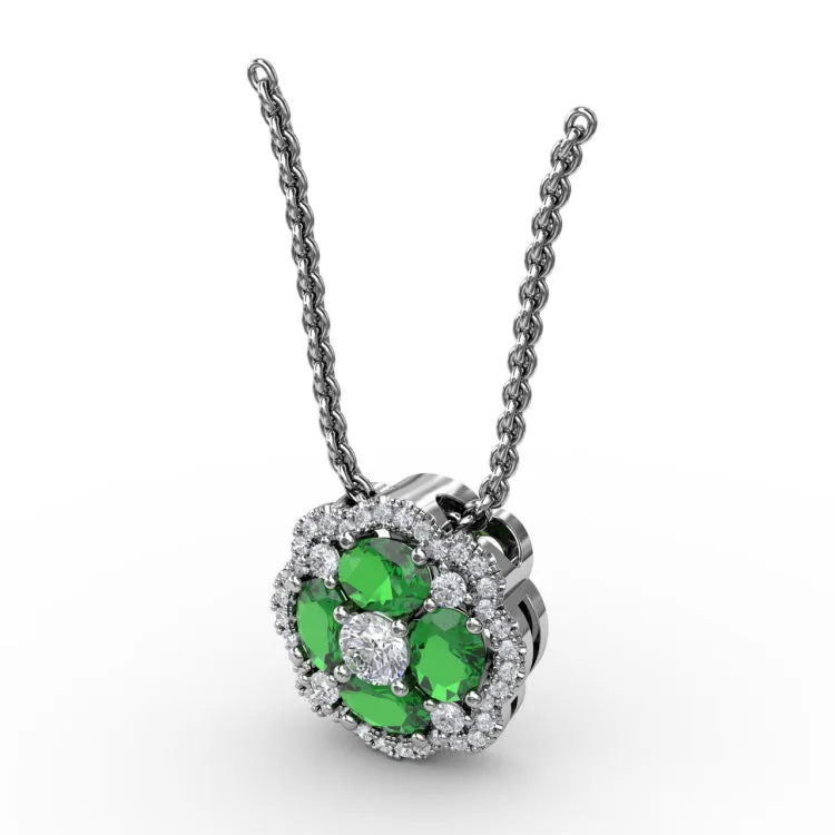 Love in Bloom Emerald and Diamond Pendant
