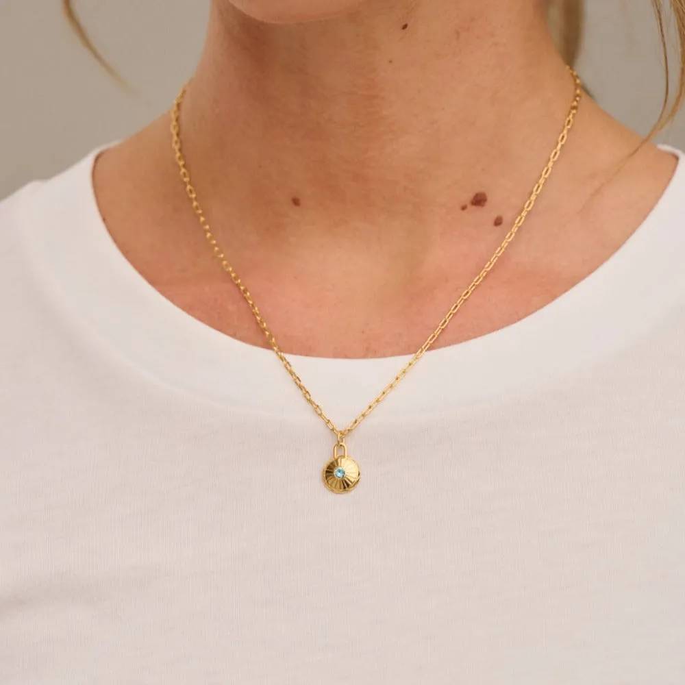 March Birthstone Necklace Made With Swarovski® Crystals - Gold