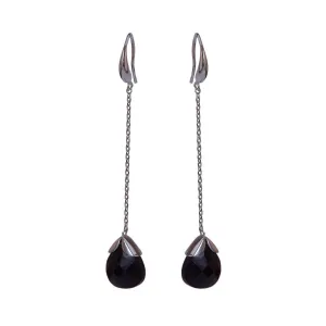 Marylou Silver and Black Stone Earrings