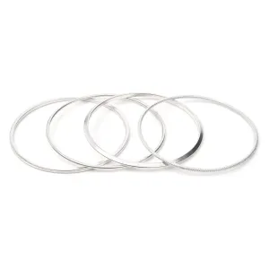 Matte Sterling Silver Plate Set Of 4 Bangle Bracelets.