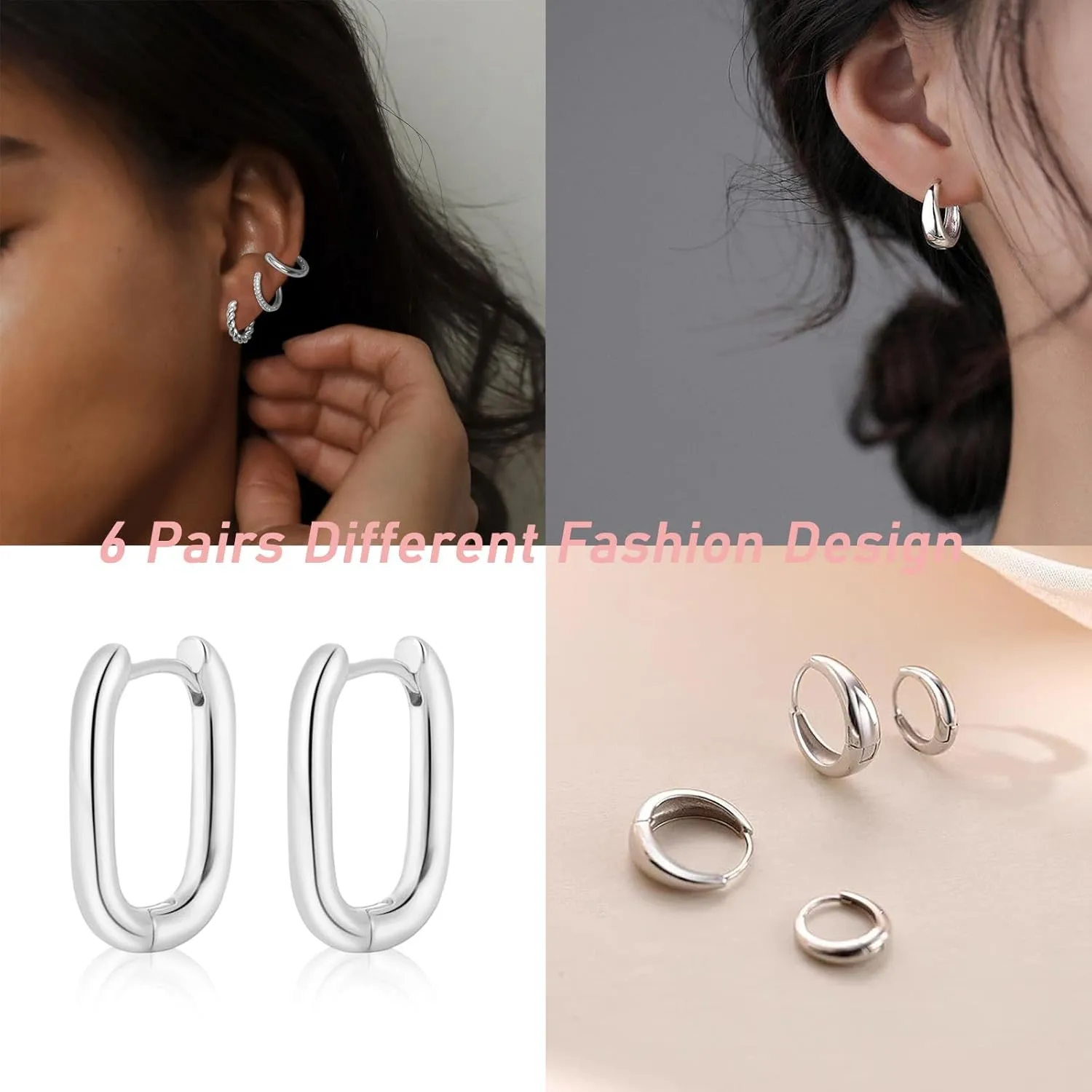 MIDEEO Gold/Silver Hoop Earrings for Women, 14K Gold Plated Twisted Huggie Hoop Earrings Hypoallergenic Thick Open Lightweight Chunky Hoop Earrings Jewelry for Gifts