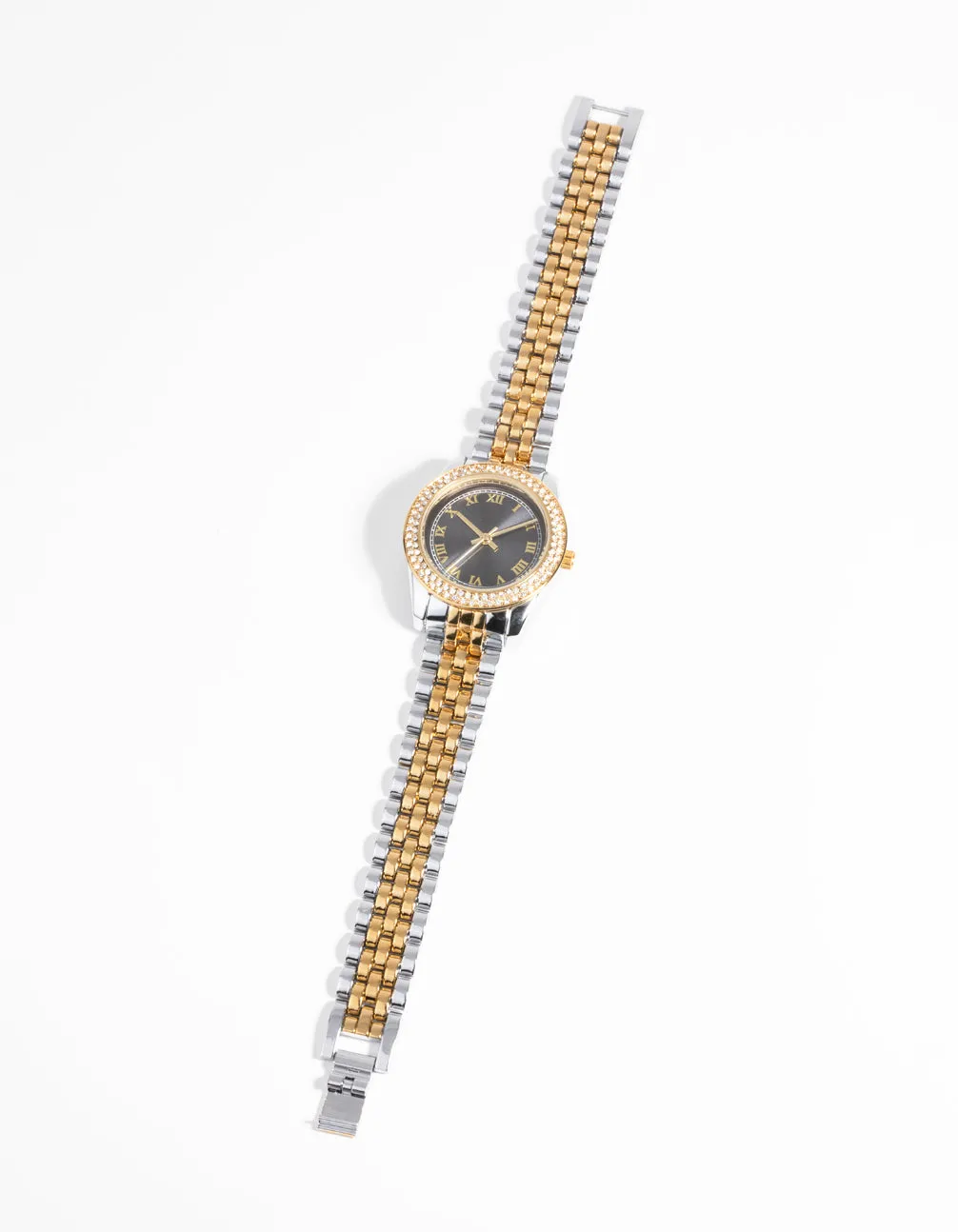 Mixed Metal Link Strap Watch