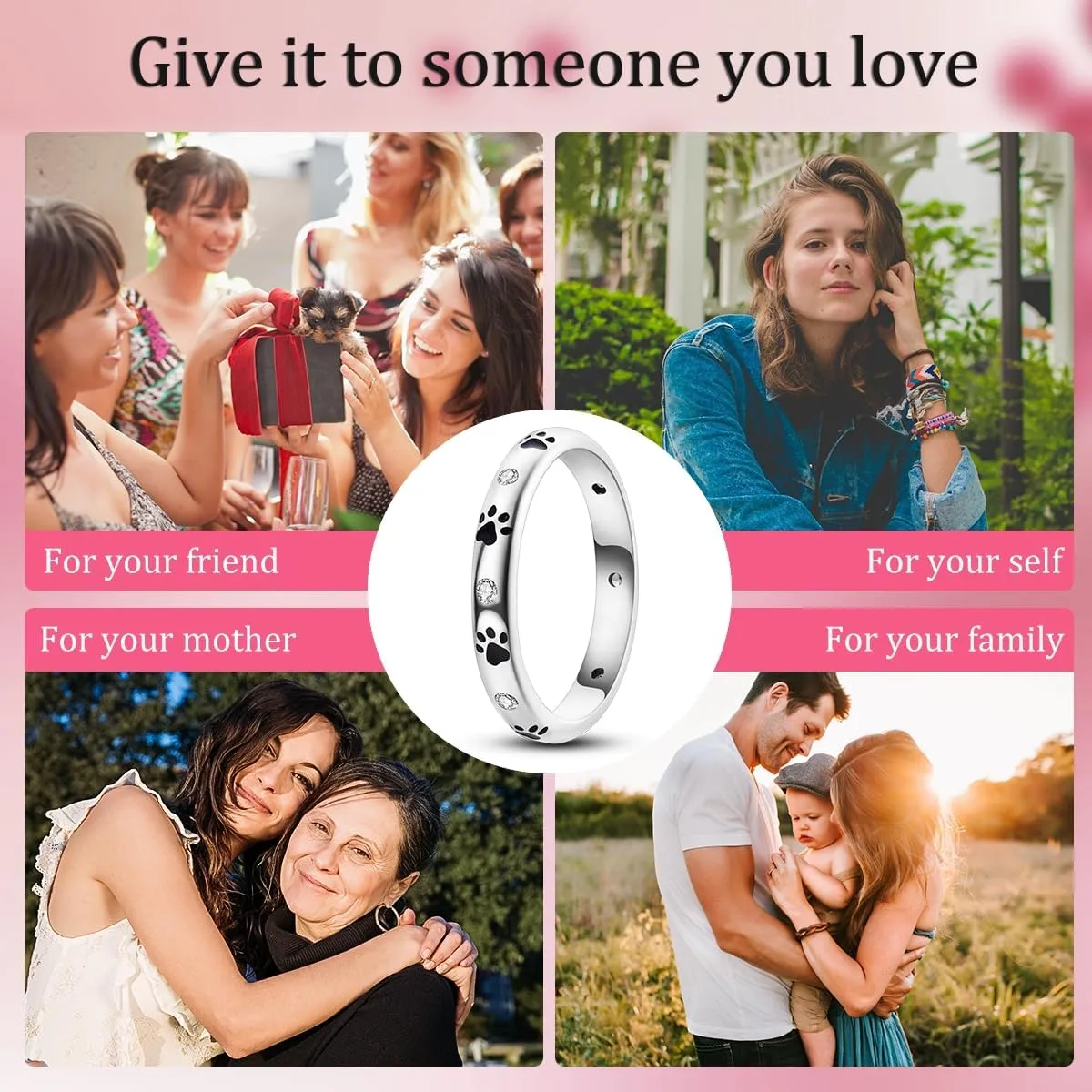 MULA S925 Sterling Silver Rings for Women Moon Star Rings Cubic Zirconia Band Ring Stackable Vintage Rings Statement Women Rings