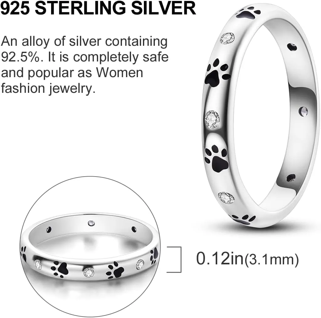 MULA S925 Sterling Silver Rings for Women Moon Star Rings Cubic Zirconia Band Ring Stackable Vintage Rings Statement Women Rings