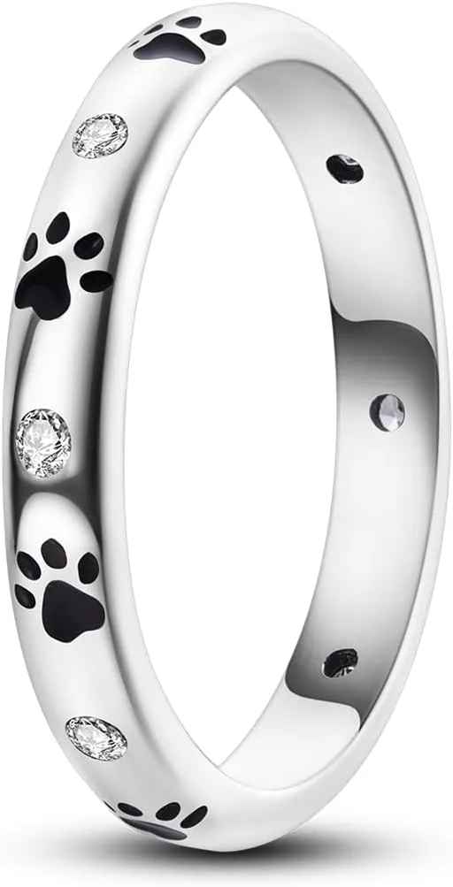 MULA S925 Sterling Silver Rings for Women Moon Star Rings Cubic Zirconia Band Ring Stackable Vintage Rings Statement Women Rings