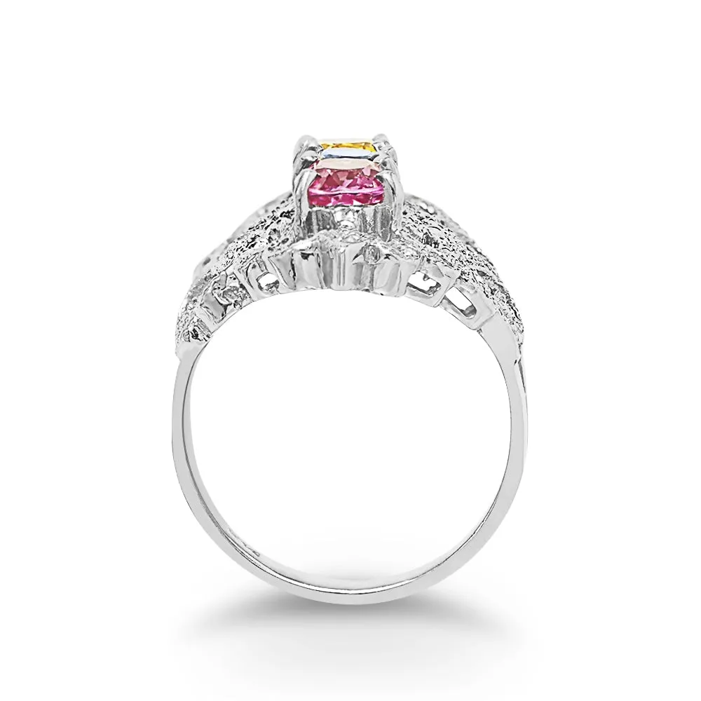 Multicolor Sapphire and Diamond Ring